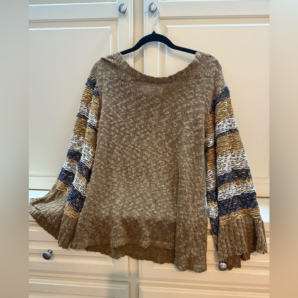 Striped Knit Sweater with Flared Sleeves